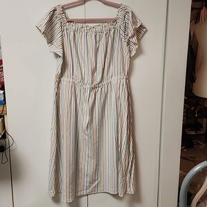 Lane Bryant linen short sleeve dress stretch rainbow stripes trendy sz 18/20